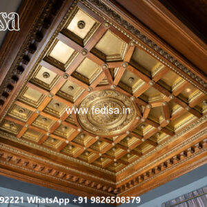 Wooden Classic Ceiling Design Simple Pop Border Design No-10975