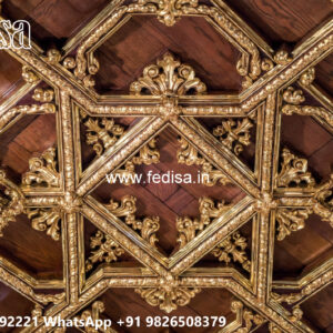 Wooden Classic Ceiling Design Half Pop Design No-11000