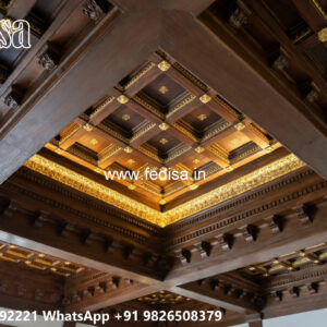 Wooden Classic Ceiling Design Pop Roof Design Latest No-11007