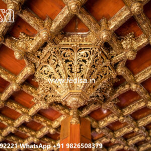 Wooden Classic Ceiling Design Pop Design For Long Hall No-11026
