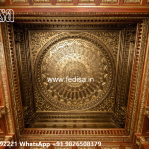 Wooden Classic Ceiling Design Jhumar Pop Design No-11041