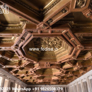 Wooden Classic Ceiling Design Hall Fall Ceiling Design With 2 Fans No-11045