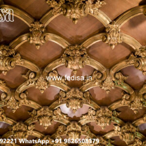 Wooden Classic Ceiling Design Two Fan Ceiling Pop Design No-11046