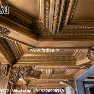 Wooden Classic Ceiling Design Roof Fan Box Pop Design No-11078