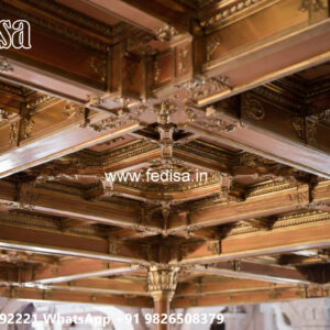 Wooden Classic Ceiling Design Pop Roof Design For Drawing Room No-11086