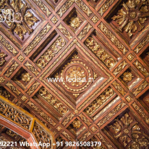 Wooden Classic Ceiling Design Plus Minus Design For Lobby No-11096