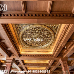 Wooden Classic Ceiling Design Two Fan Box Pop Design No-11114
