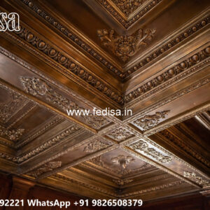 Wooden Classic Ceiling Design L Shape Hall Pop Design No-11145