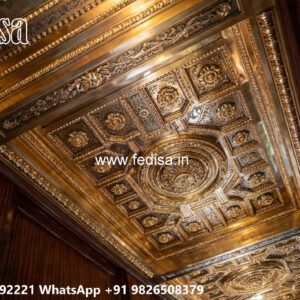 Wooden Classic Ceiling Design Flat Pop Design No-11159