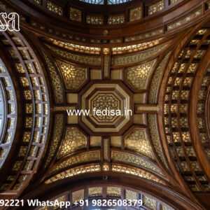 Wooden Classic Ceiling Design L Shape Hall Ceiling No-11171