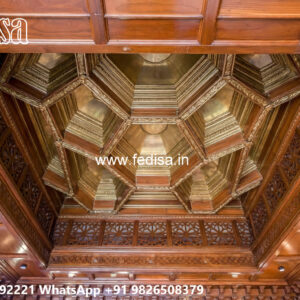 Wooden Classic Ceiling Design Pop Pooja Room Design No-11175