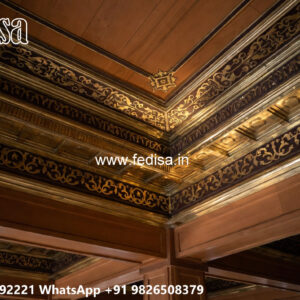 Wooden Classic Ceiling Design Pop Design Square No-11206