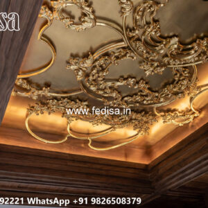 Wooden Classic Ceiling Design False Ceiling For Living Room With Two Fans No-11220