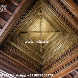Wooden Classic Ceiling Design Long Hall False Ceiling Design No-11233