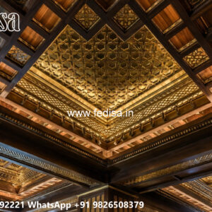 Wooden Classic Ceiling Design Pop Plaster Of Paris Design No-11237