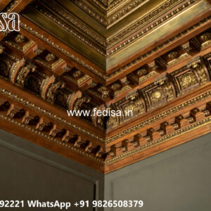 Wooden Classic Ceiling Design Pop Design For Rectangular Room No-11281