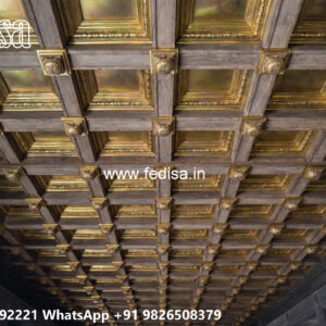 Wooden Classic Ceiling Design Pop Tiles Design No-11301