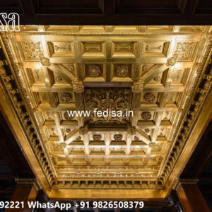 Wooden Classic Ceiling Design Devghar Pop Design No-11332