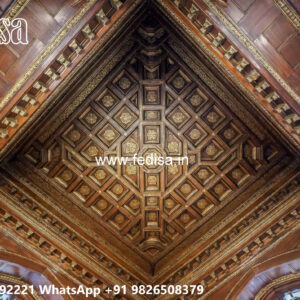 Wooden Classic Ceiling Design False Ceiling Design For Two Fans No-11348