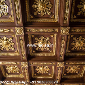 Wooden Classic Ceiling Design Pop Plus Minus Design For Big Hall No-11405