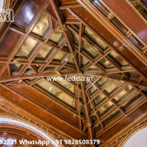 Wooden Classic Ceiling Design Pop Dizain Simple No-11415