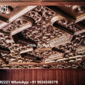 Wooden Classic Ceiling Design Pop Design With Light No-11422