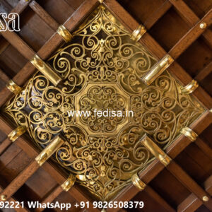 Wooden Classic Ceiling Design Pop Design In Hall 2 Fan No-11451