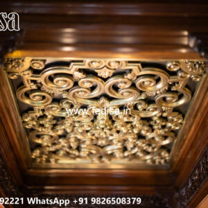 Wooden Classic Ceiling Design Main Gate Pop Design No-11459