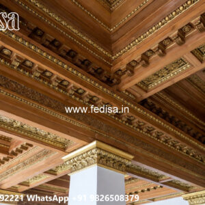 Wooden Classic Ceiling Design False Ceiling Design With Jhumar No-11519