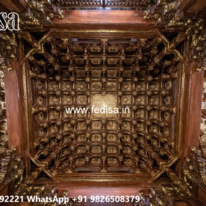 Wooden Classic Ceiling Design Single Fan False Ceiling Design No-11534