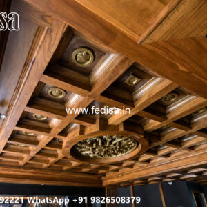 Wooden Classic Ceiling Design Pop Design In Square Shape No-11559