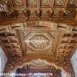 Wooden Classic Ceiling Design Main Hall L Shape False Ceiling Design No-11577