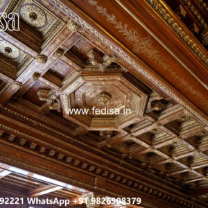 Wooden Classic Ceiling Design Simple Square Pop Design No-11588