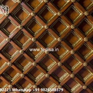 Wooden Classic Ceiling Design Slab Pop Design No-11592