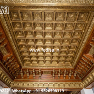 Wooden Classic Ceiling Design Down Ceiling Lobby Design No-11596