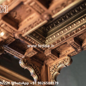 Wooden Classic Ceiling Design 3 Fan Hall Pop Design No-11620