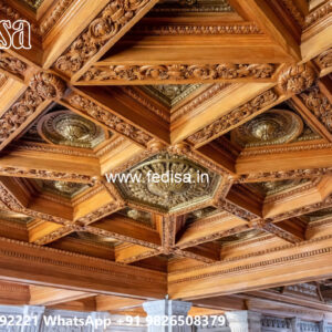 Wooden Classic Ceiling Design Fiber Sheet Pop Design No-11634