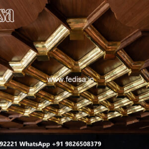 Wooden Classic Ceiling Design Ceiling Design With 2 Fans No-11700