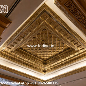 Wooden Classic Ceiling Design L Shape Ceiling Pop Design No-11706
