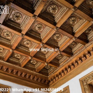 Wooden Classic Ceiling Design False Ceiling Design Two Fan No-11816