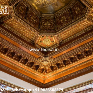 Wooden Classic Ceiling Design Pop L Shape Design No-11820