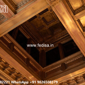 Wooden Classic Ceiling Design Pop Design For Hall Cost No-11831