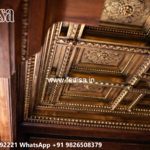 Wooden Classic Ceiling Design God Room Pop Design No-11839
