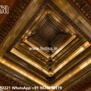 Wooden Classic Ceiling Design Plus Minus Pop Design For Living Room No-11847