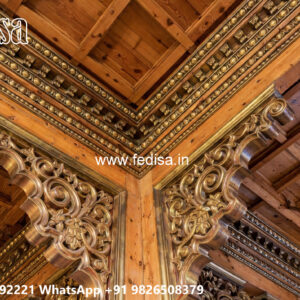 Wooden Classic Ceiling Design Deewar Pop Design No-11889