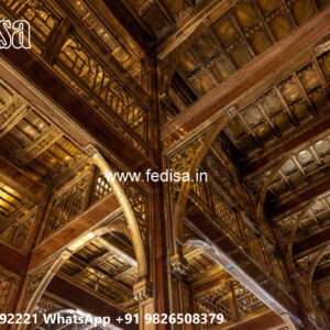 Wooden Classic Ceiling Design S Shape Pop Design No-11895
