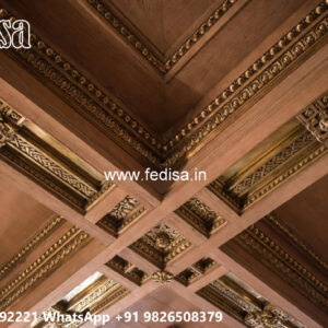 Wooden Classic Ceiling Design Study Room Pop Design No-12019